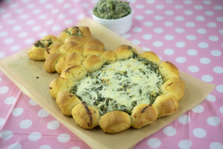 Bunny-Shaped Crescent Rolls Filled with Spinach Dip