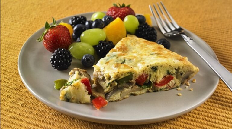 Vegetable and Cheese Frittata with a Fresh Fruit Salad
