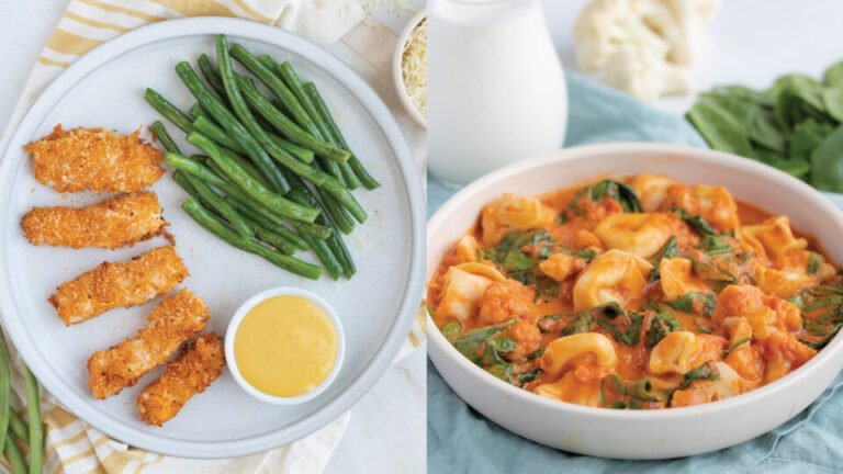 Recipes for Cheese Tortellini and Garlic Parmesan Chicken Tenders with Cauliflower